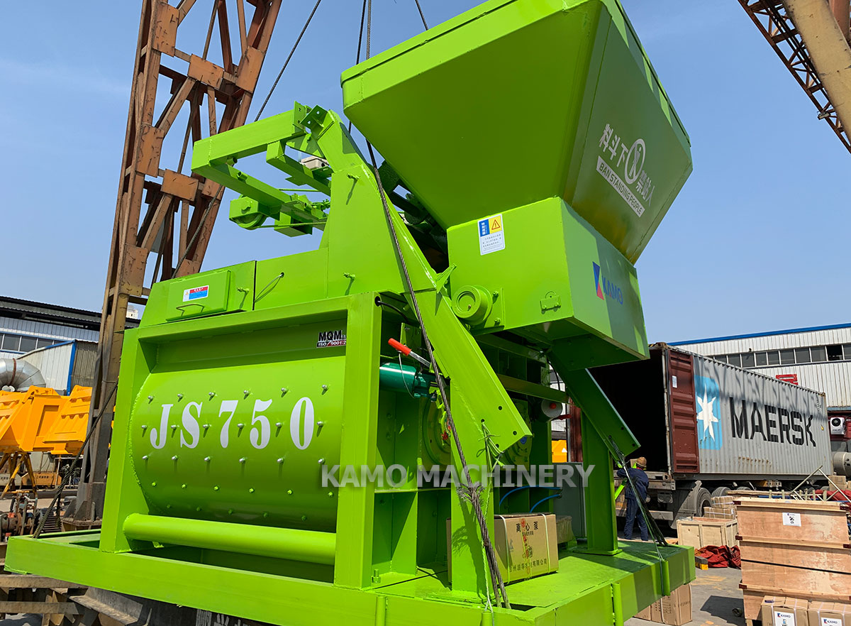 JS750 concrete mixer with skip hopper